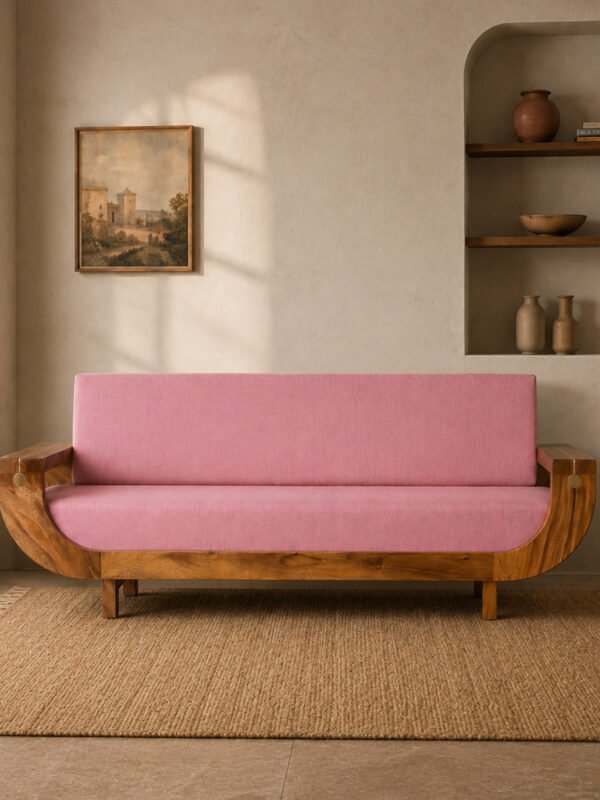 Wooden Boating Sofa – East Indian Walnut with Brass Detailing