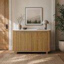 Solid Wood Fluted Console – Handcrafted White Ash Entryway Furniture