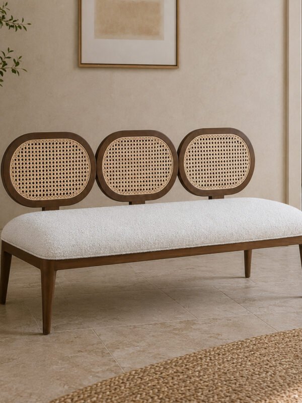 Custom Cane-er Bench Made Up Of Teak Wood