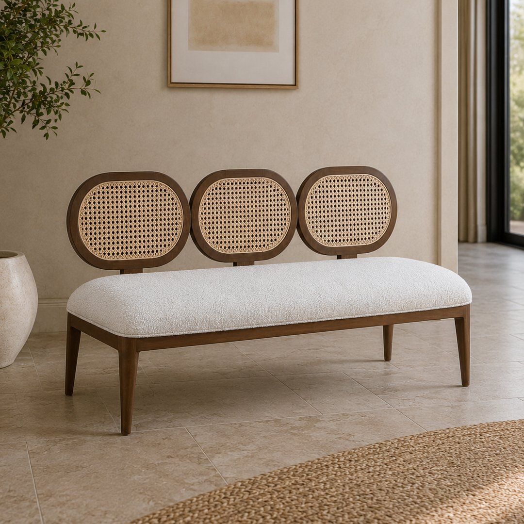 Custom Cane-er Bench Made Up Of Teak Wood - Image 2
