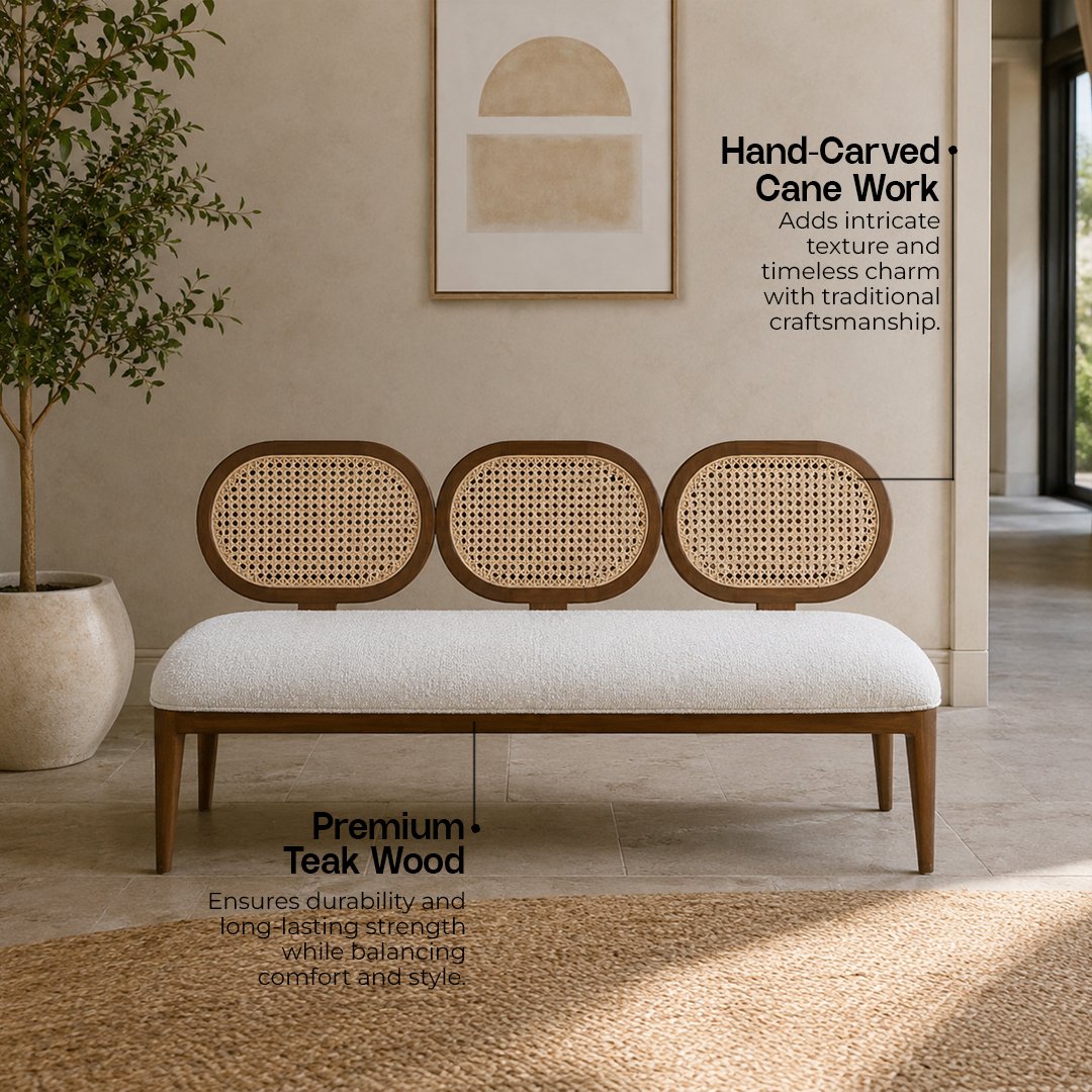Custom Cane-er Bench Made Up Of Teak Wood - Image 5
