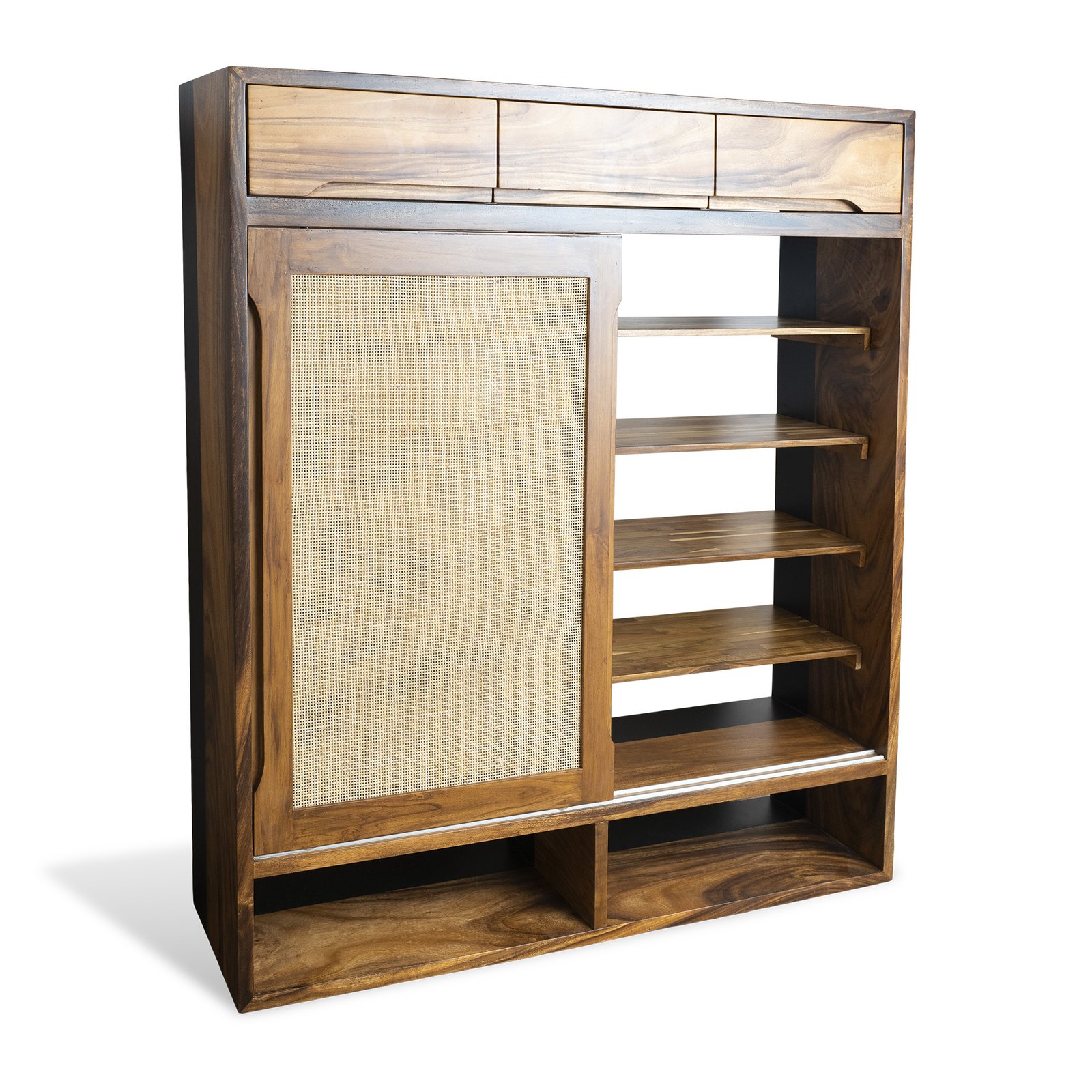 Live Edge Shoes Inn Cabinet– Handcrafted East Indian Walnut Storage