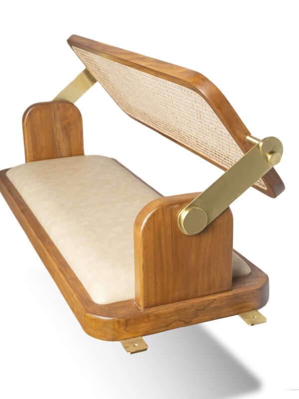 Wooden Flip Flop Swing Jhula with Brass and Cane Work