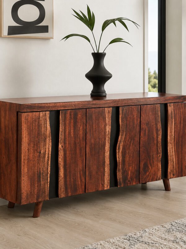 Epoxy Resin Black River Cabinet– Charcoaled East Indian Walnut