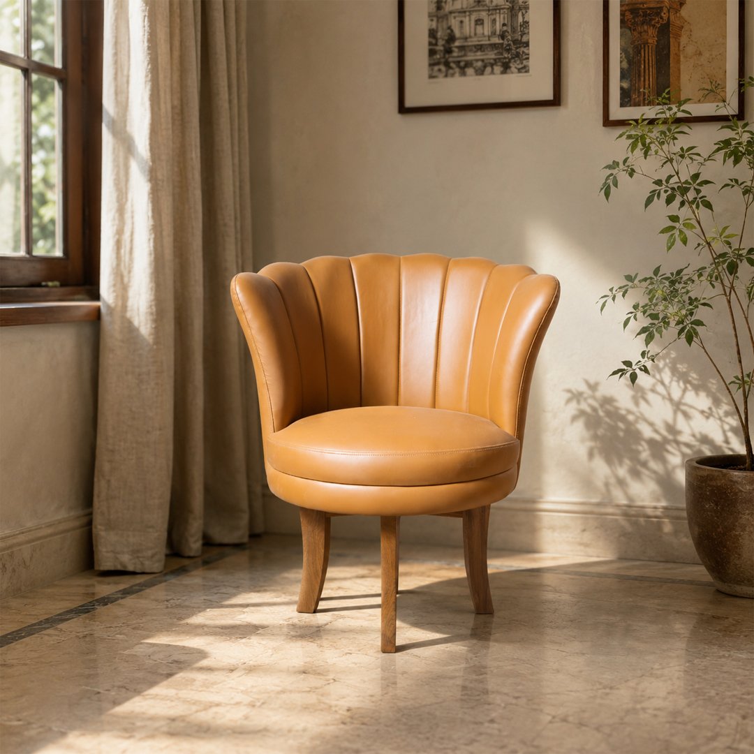 Teak Wood Flowery Rotating Lounging Chair