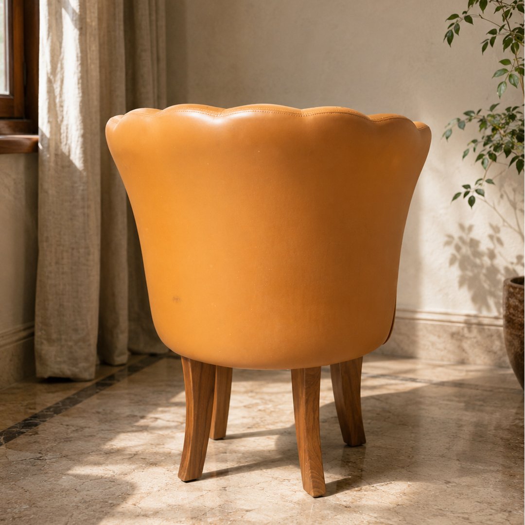 Teak Wood Flowery Rotating Lounging Chair - Image 4