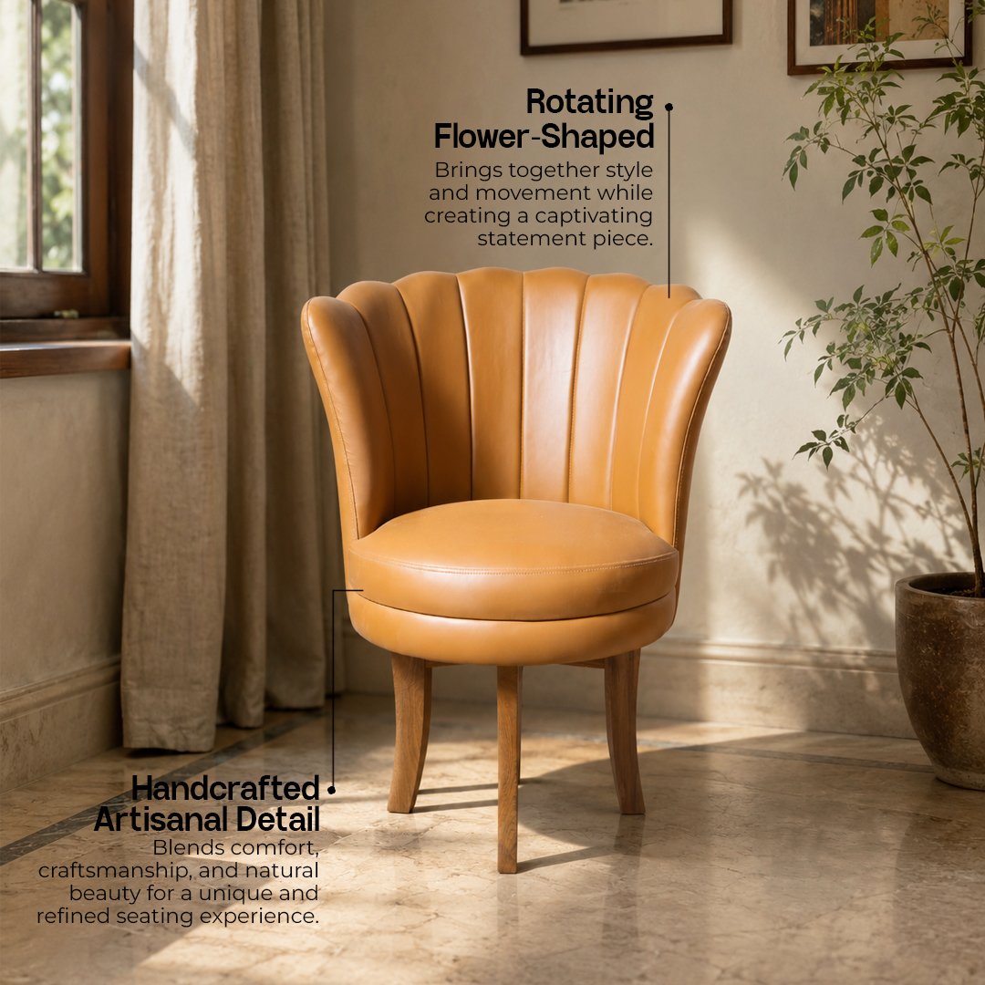 Teak Wood Flowery Rotating Lounging Chair - Image 5