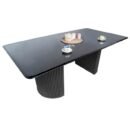 Solid Wooden Fluty Glass Dinning Table