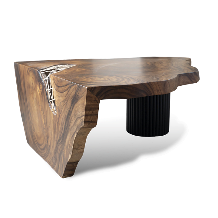 Live Edge Cane Dip Coffee Table