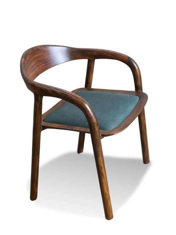 Live Edge Sleak Peak Solid Wood Cushioned Chair – Charcoaled Finish