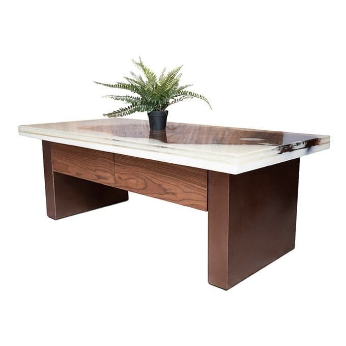 Custom Epoxy Resin Office Table - Live Edge Wood