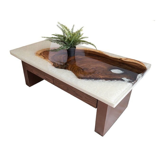 Custom Epoxy Resin Office Table - Live Edge Wood - Image 5