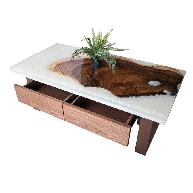 Custom Epoxy Resin Office Table - Live Edge Wood - Image 3