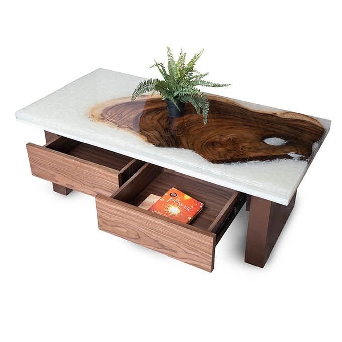 Custom Epoxy Resin Office Table - Live Edge Wood - Image 2