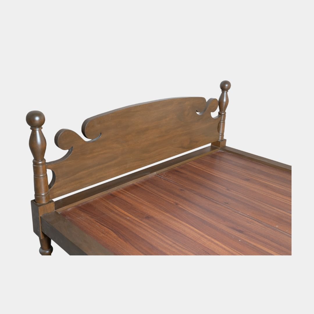 Solid Wood Ethnic Four Poster Bed – East Indian Walnut & Teak - Image 3