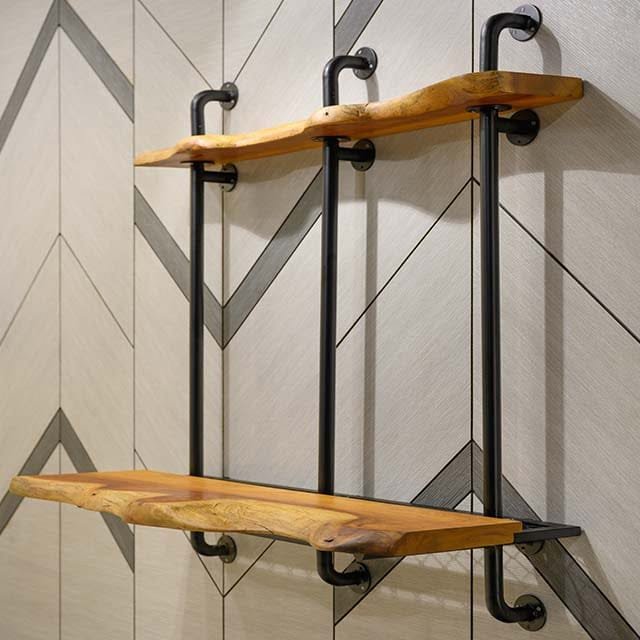 Live Edge Piped Pipers Backwall Table For Work & Study Fixture - Image 2