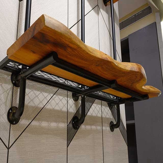 Live Edge Piped Pipers Backwall Table For Work & Study Fixture - Image 4
