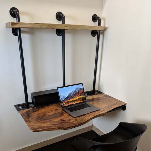 Live Edge Piped Pipers Table – Corner Mounted Workstation