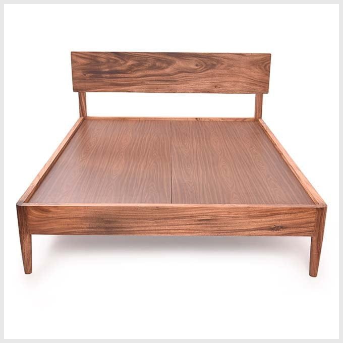 Solid Wood Queen Size Walnut Bed – Charcoaled Finish