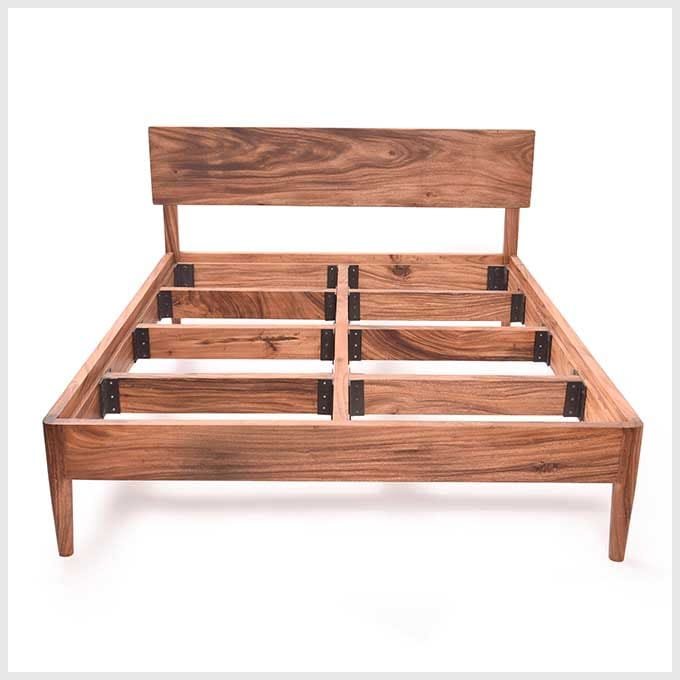 Solid Wood Queen Size Walnut Bed – Charcoaled Finish - Image 4