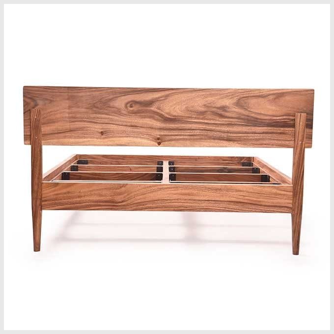 Solid Wood Queen Size Walnut Bed – Charcoaled Finish - Image 3