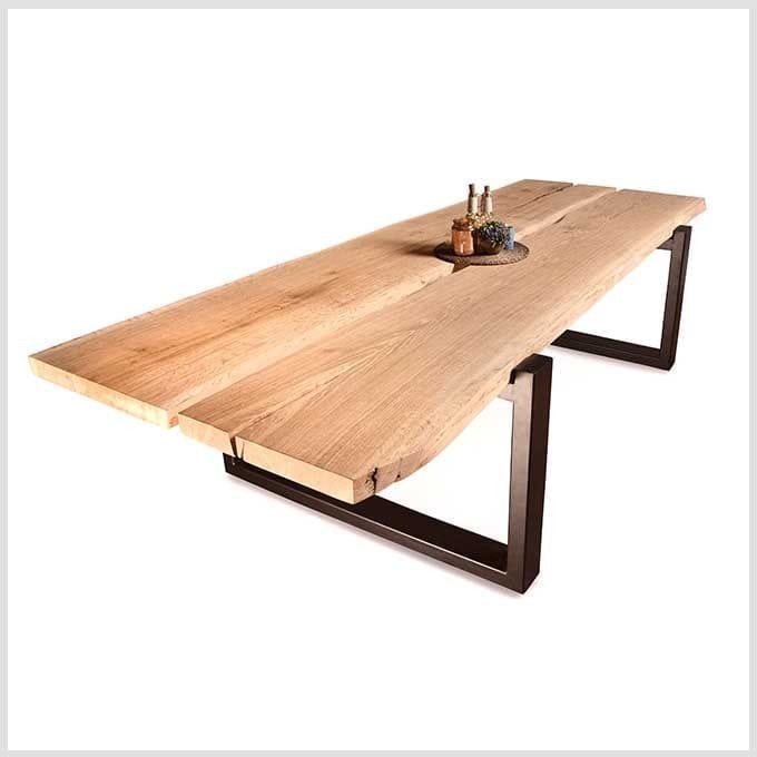 Raw Oak Wood Dining Table - Image 3