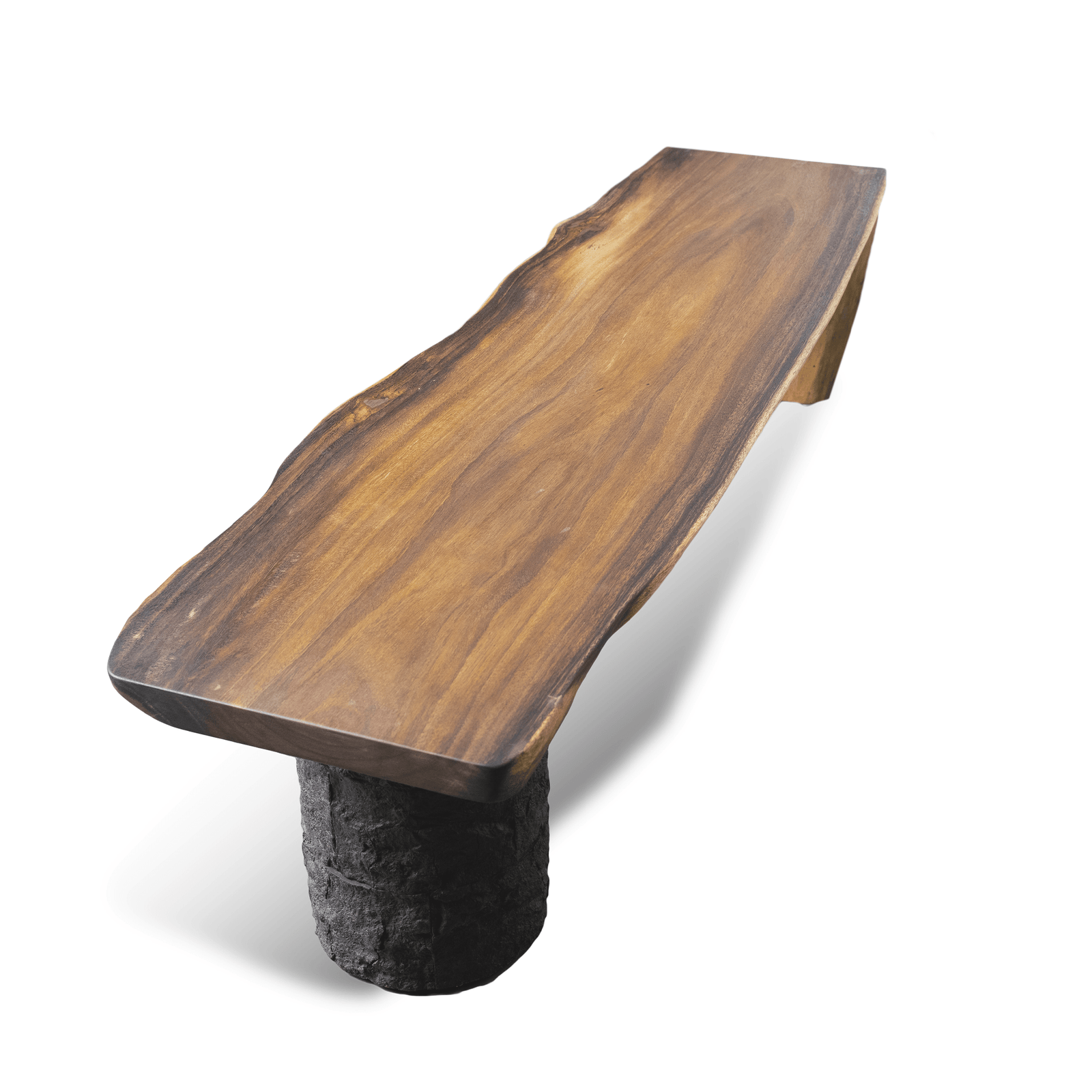 Live Edge Wooden Stony Pillar Bench - Image 3