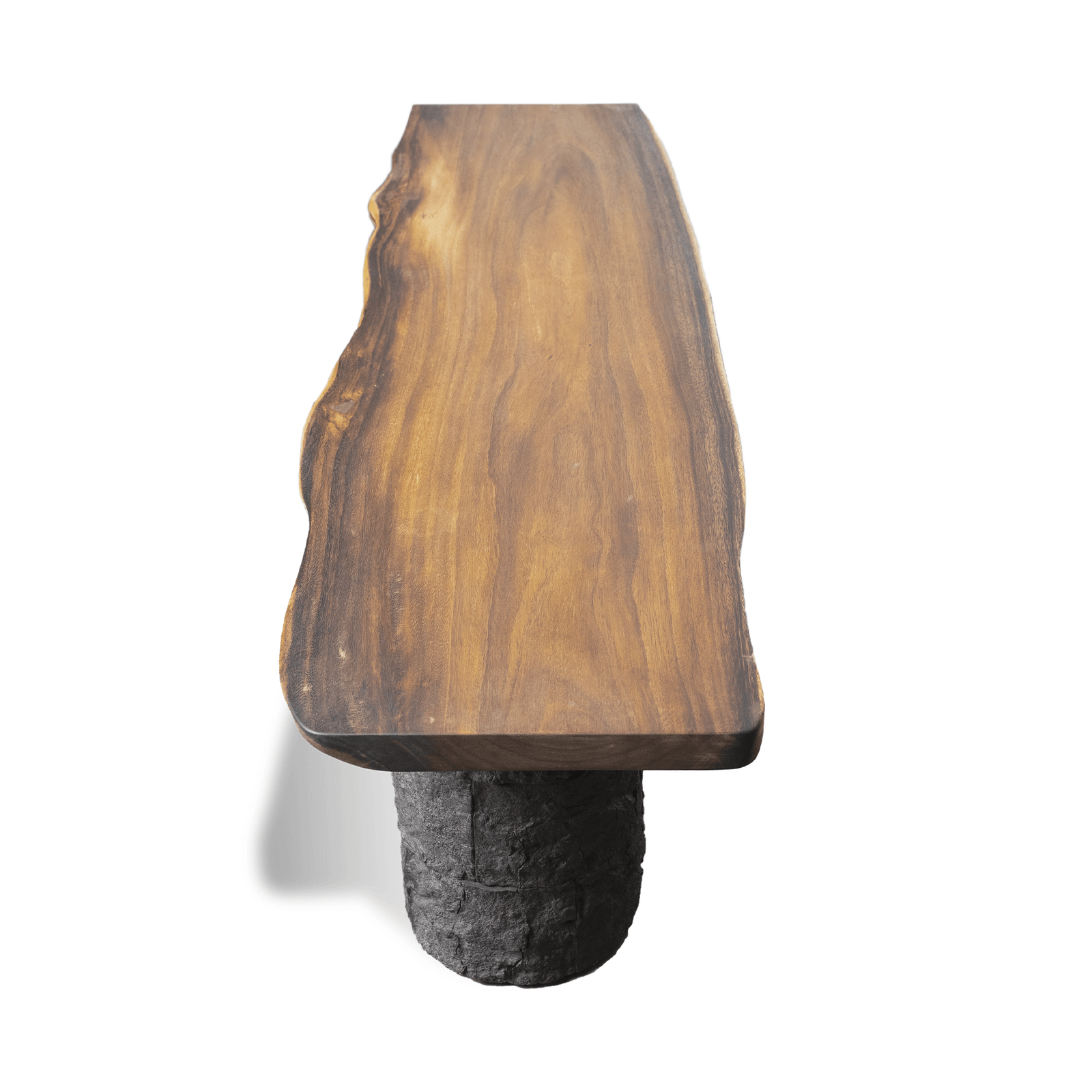 Live Edge Wooden Stony Pillar Bench - Image 5