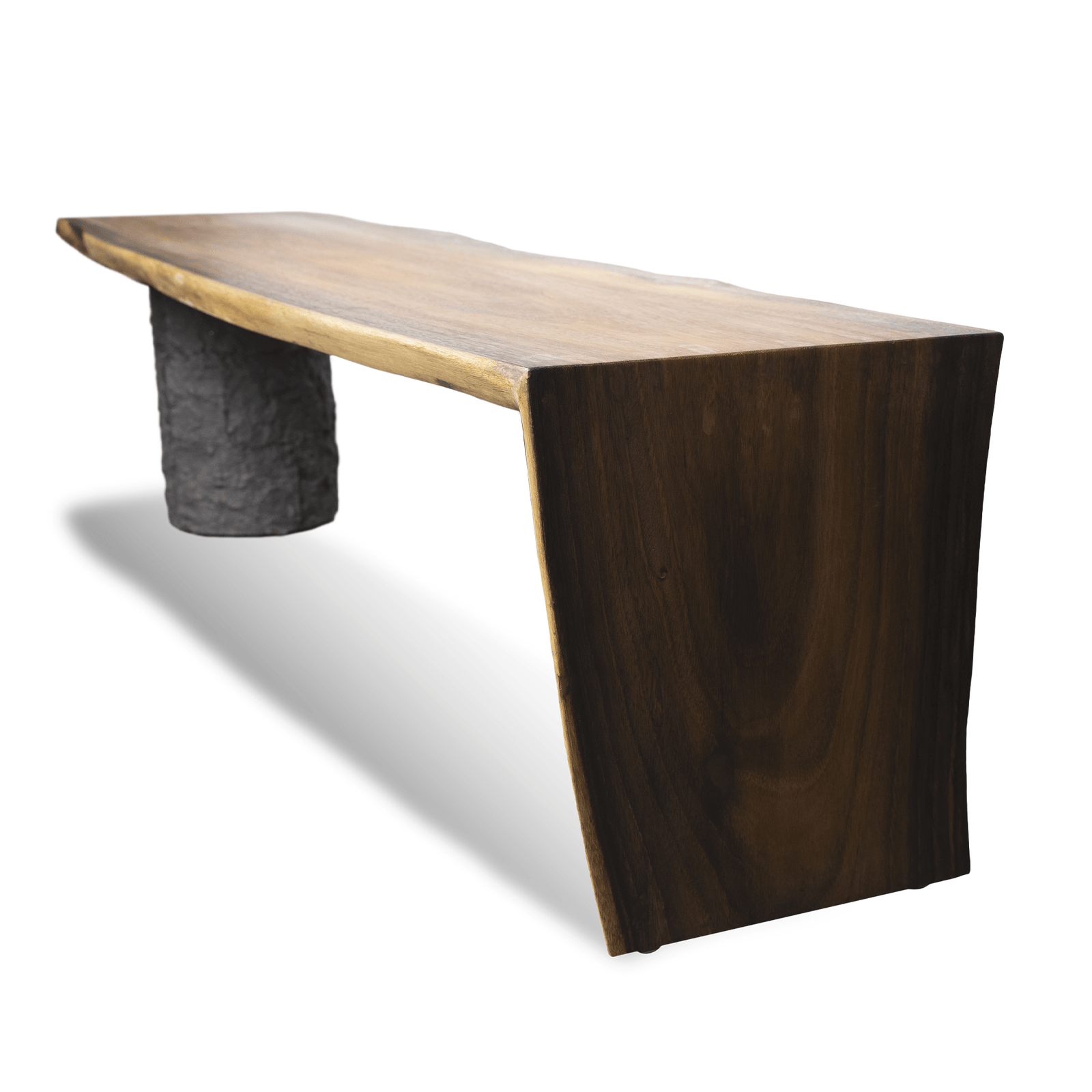 Live Edge Wooden Stony Pillar Bench - Image 2
