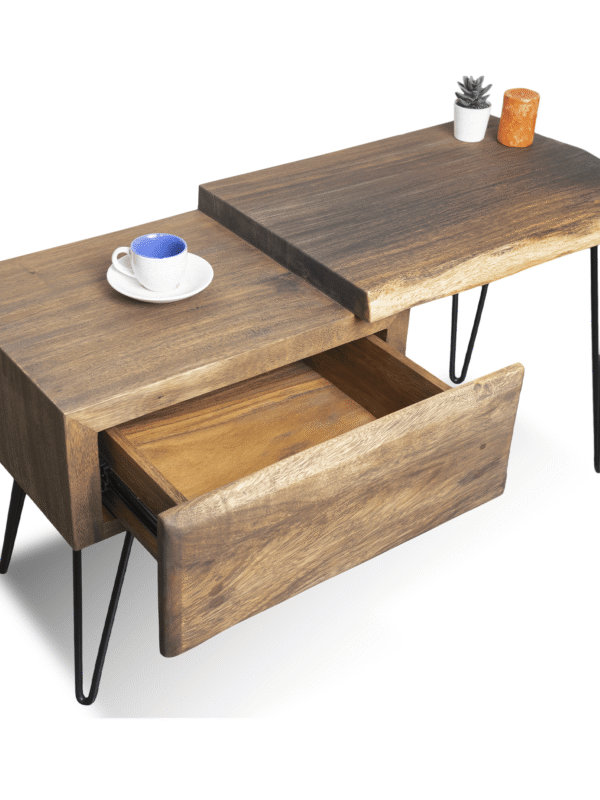 Solid Wooden Bed Side Table – Two Step Design