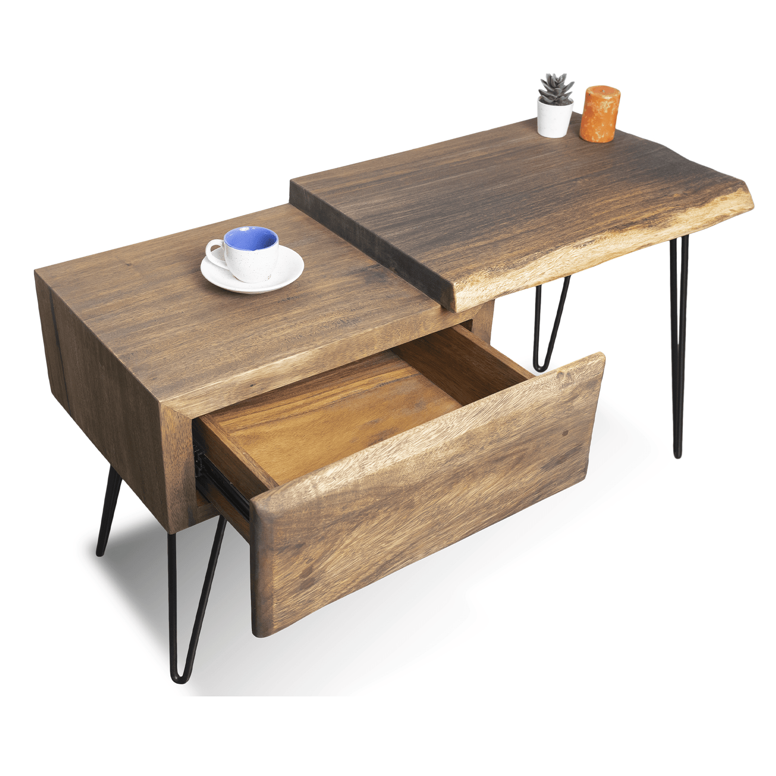 Solid Wooden Bed Side Table – Two Step Design