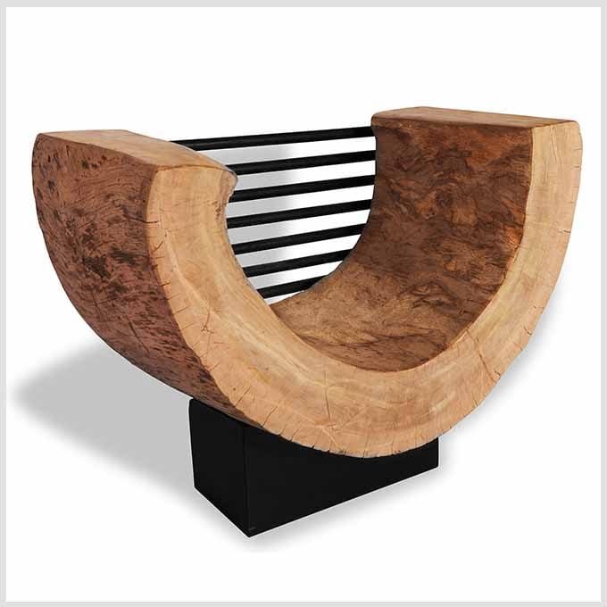 Natural Hollow Wood U Lounge Chair - Image 5