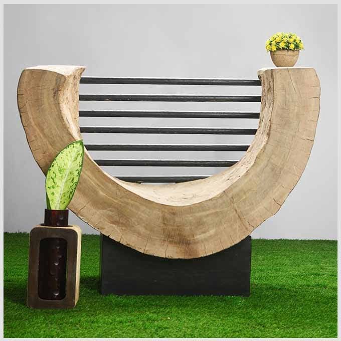 Natural Hollow Wood U Lounge Chair - Image 2