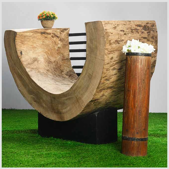 Natural Hollow Wood U Lounge Chair - Image 3