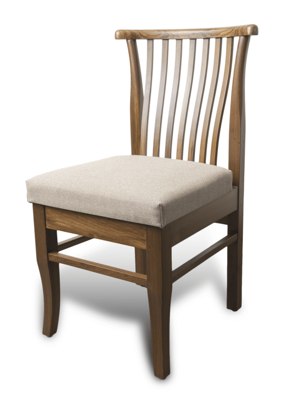 Solid Wooden Wavy Backed Chair - PU Matte Finish
