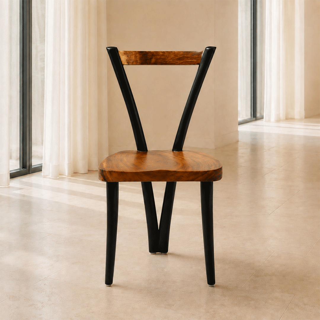 Live Edge 3-Legged Wooden Chair