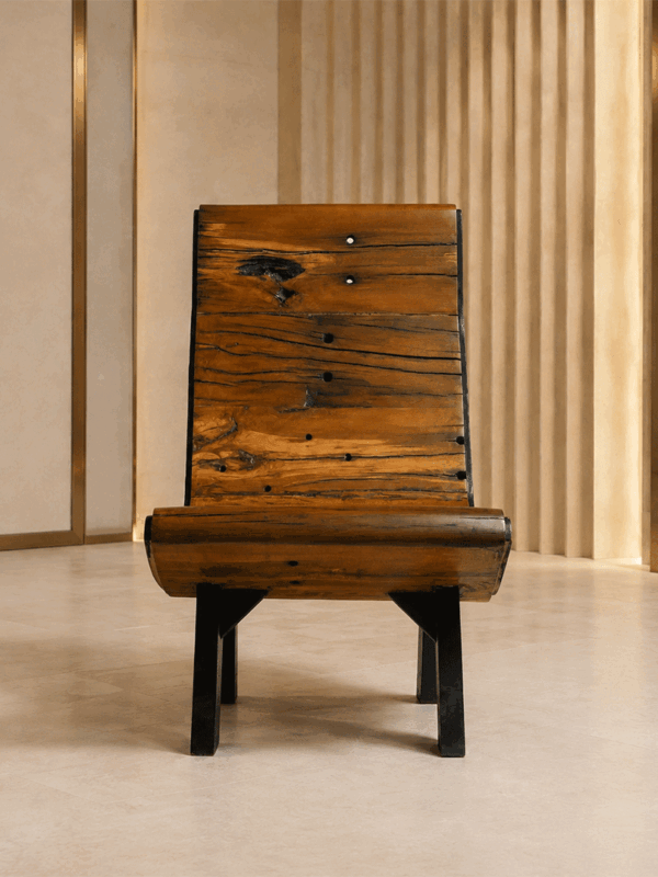 Rustic Railway Sleeper Wood Lounge Chair