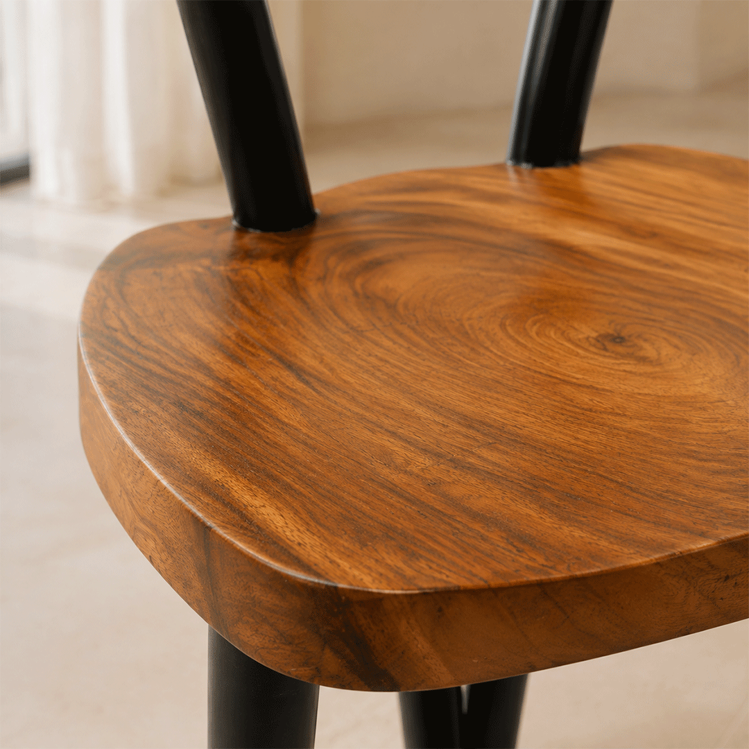 Live Edge 3-Legged Wooden Chair - Image 2