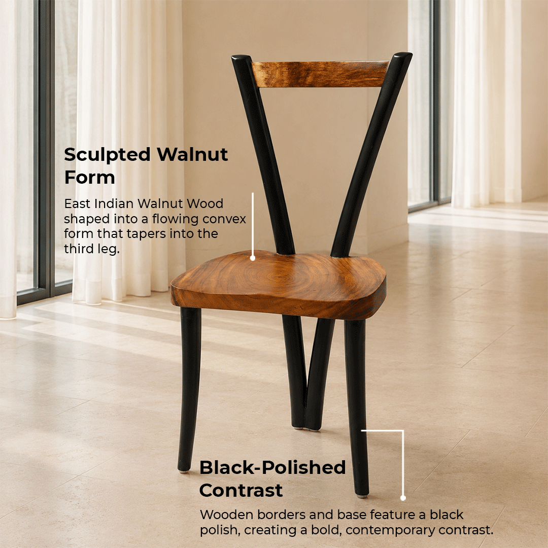 Live Edge 3-Legged Wooden Chair - Image 3