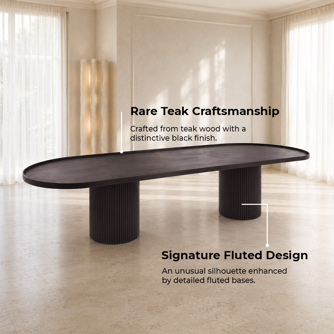 Solid Wooden Black Panther Dining Table - Image 3