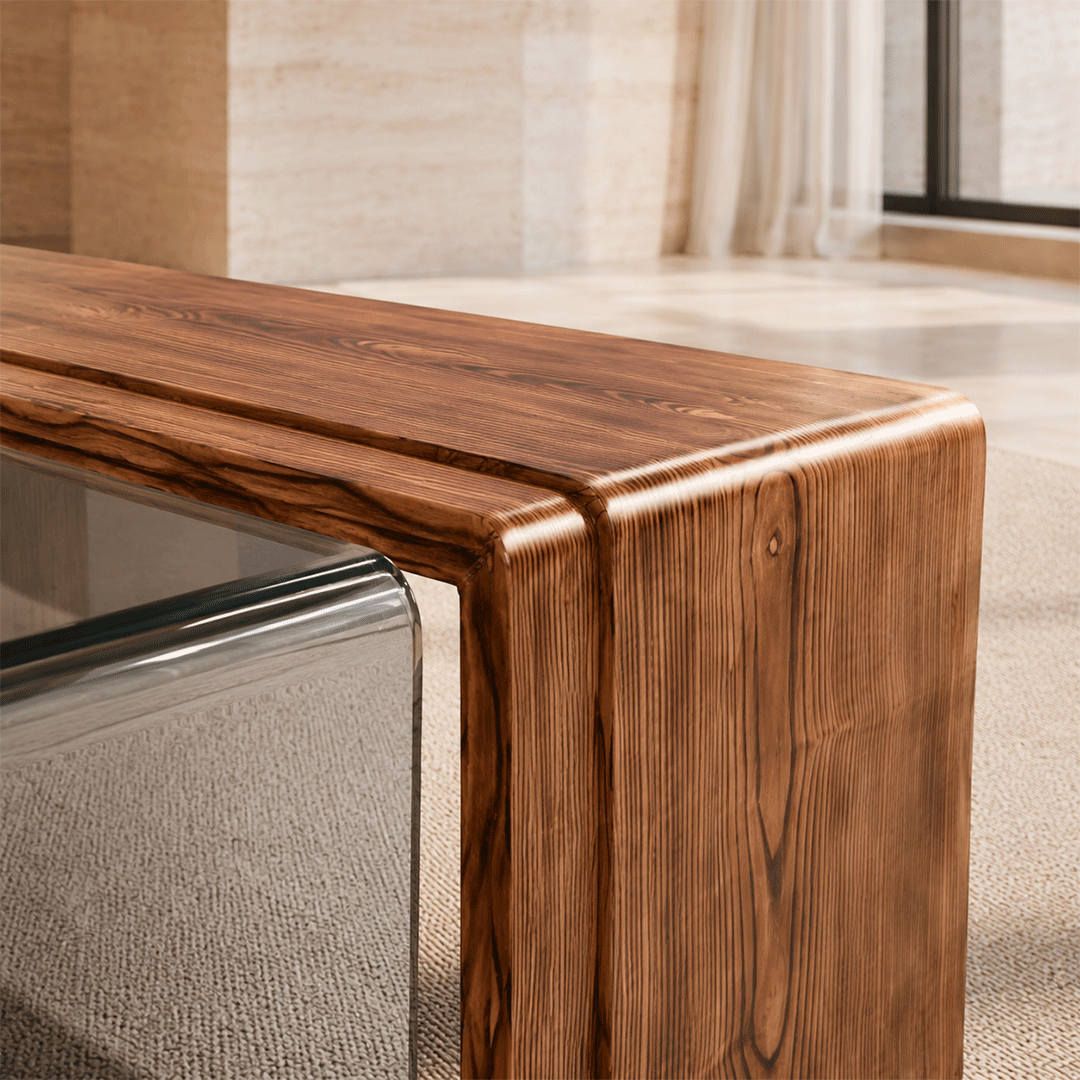 Solid Wooden Bent Benched Coffee Table - Image 3