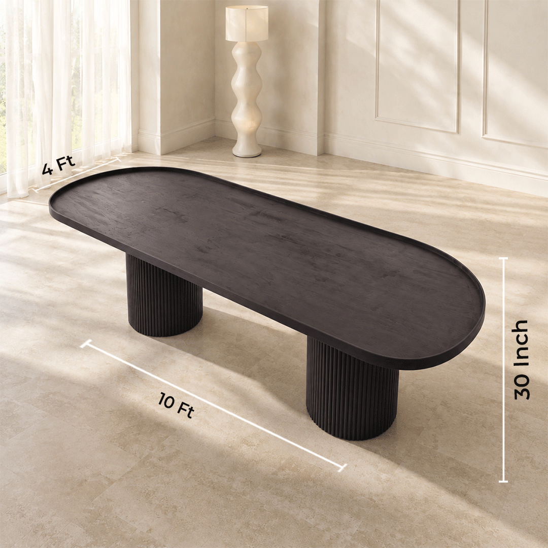 Solid Wooden Black Panther Dining Table - Image 5