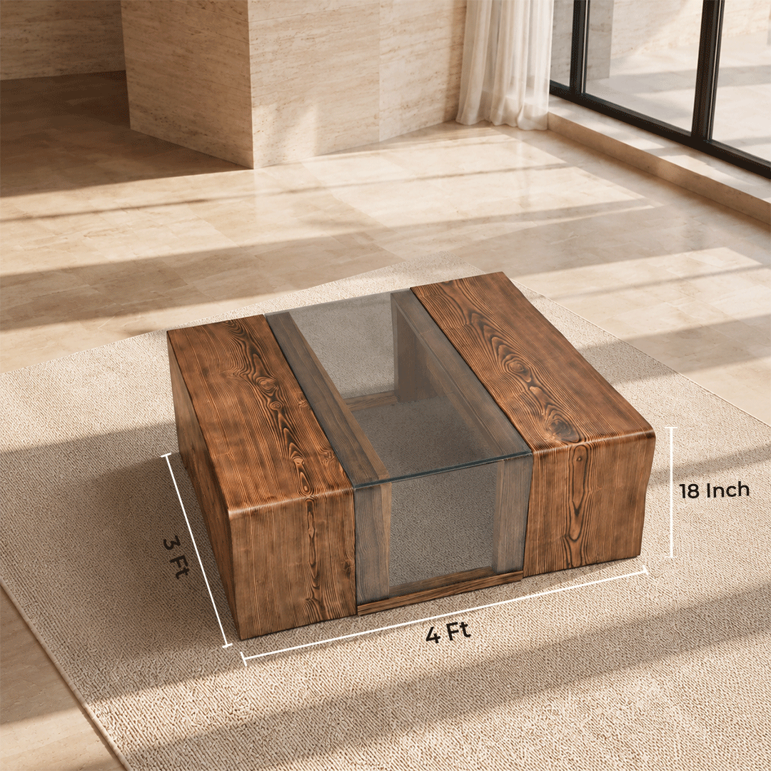 Solid Wooden Bent Benched Coffee Table - Image 5
