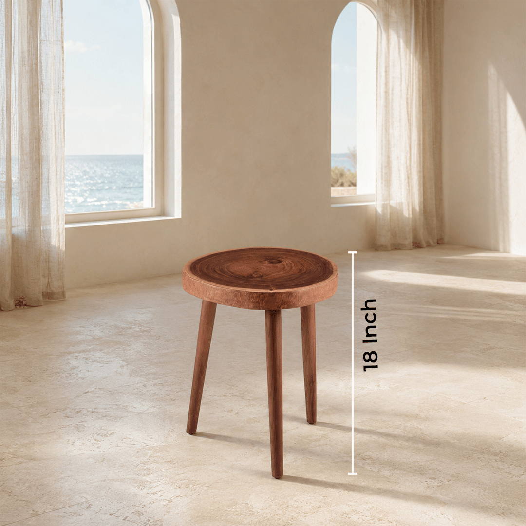 Solid Wooden TriPod Side Table – Walnut Finish - Image 5