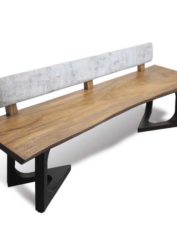 Solid Wooden White Back Bench with Upholstered Comfort
