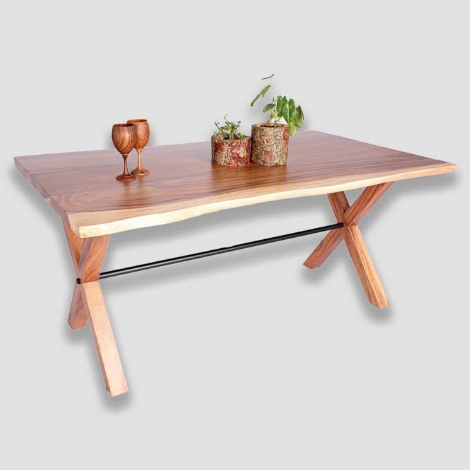 Live Edge X Leg Dining Table