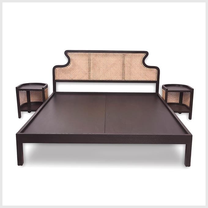 Custom Made Black Ash Cane Bed with Open Grain Finish
