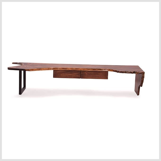 Custom Made Live Edge TV Unit – Solid Wood Burly Design - Image 4