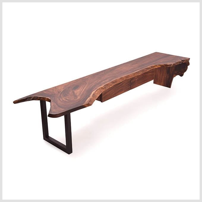 Custom Made Live Edge TV Unit – Solid Wood Burly Design - Image 3