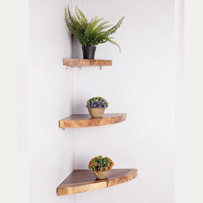 Custom Made Live Edge Corner Shelves